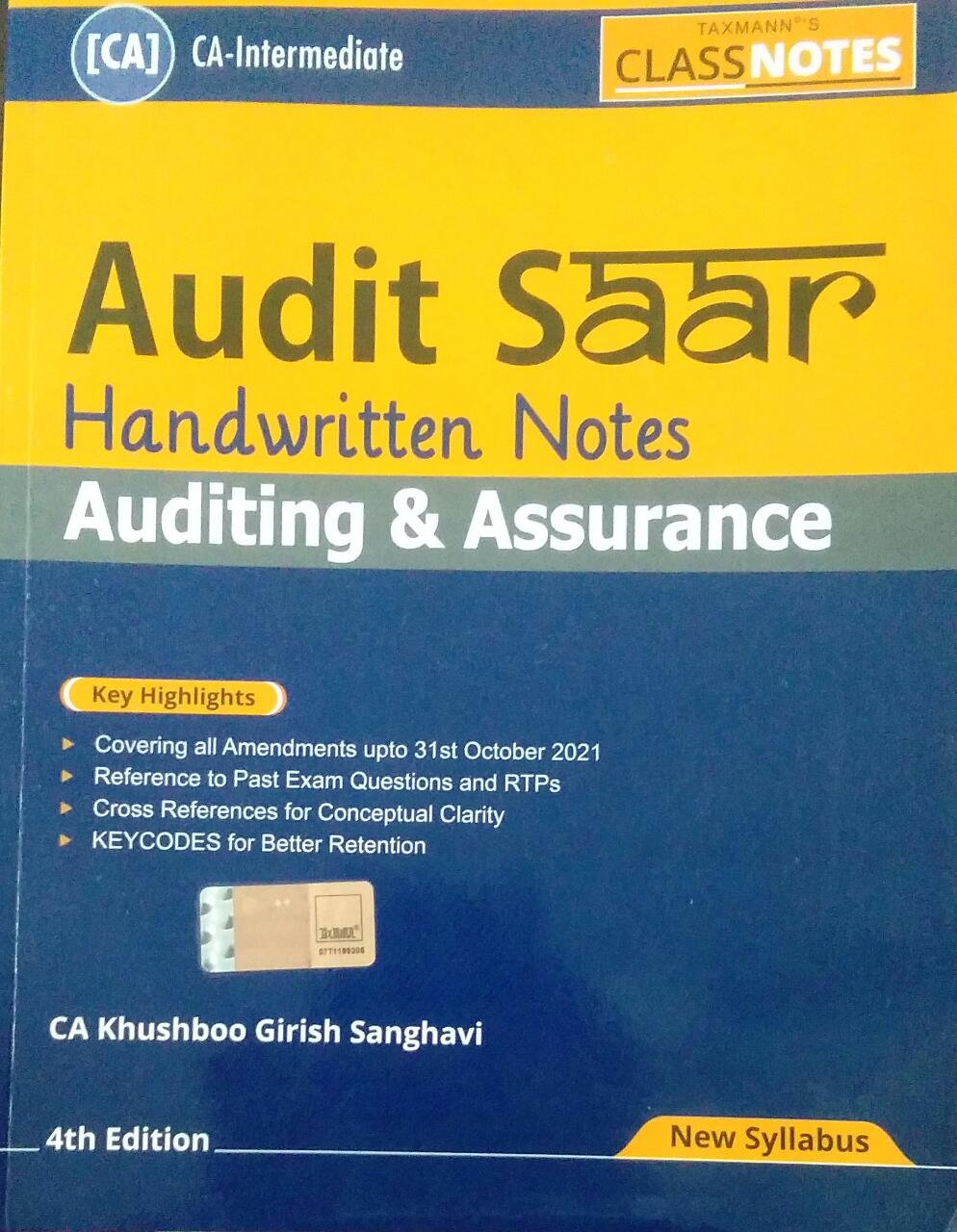 Audit Saar Handwriting Notes Auditing & assurance (4th Edition)