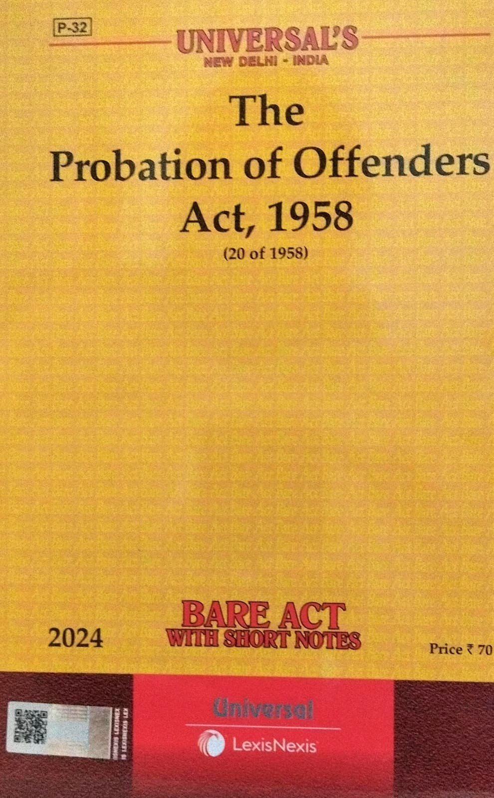 The Probation of offenders Act,1958 universal bare act 2024