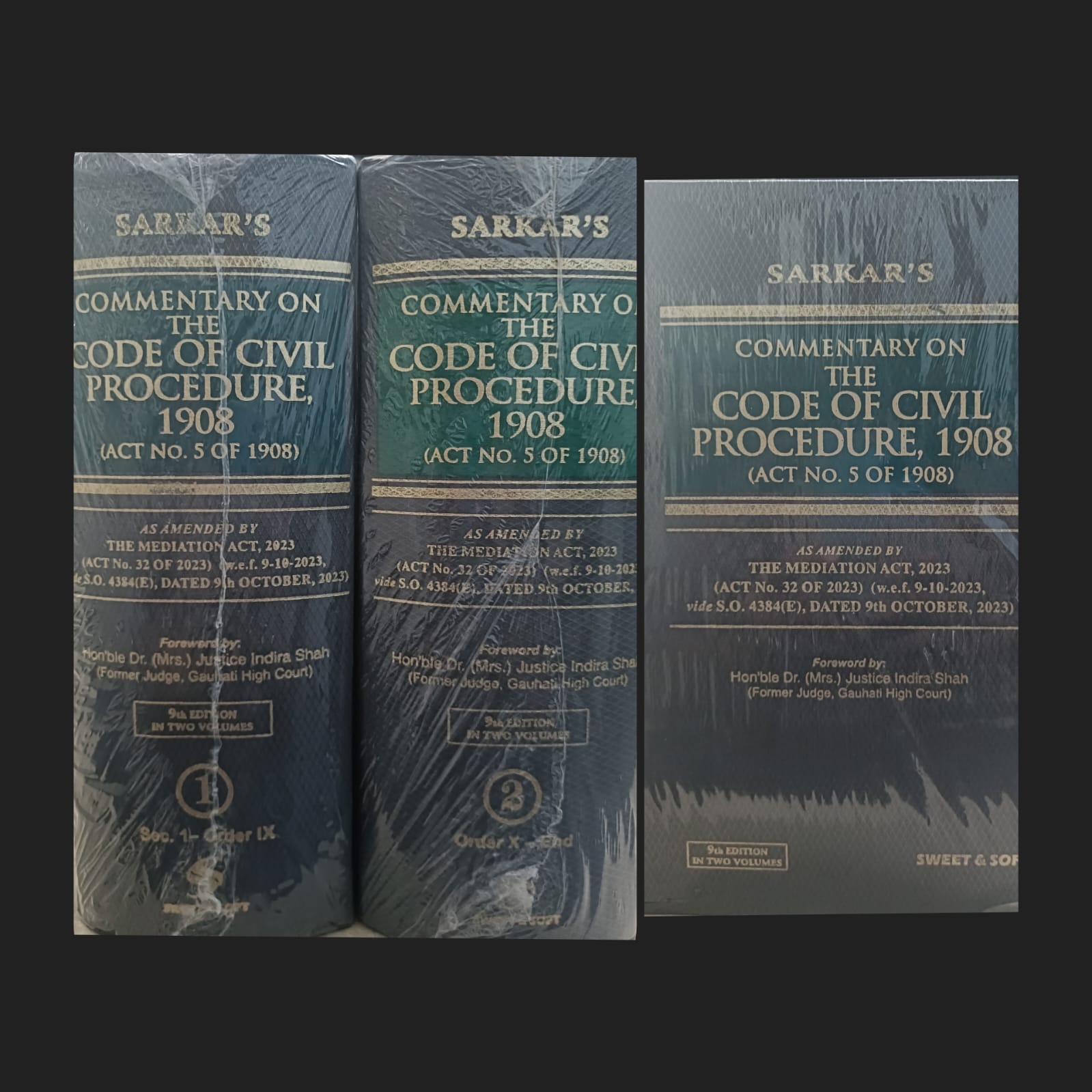Commentary on the code of civil procedure 1908 Along with Act no. 5 of 1908 Foreword by hon'ble Dr. Mrs. justice indira shah former judge gauhati high court 9th edition in two volumes sweet & soft
