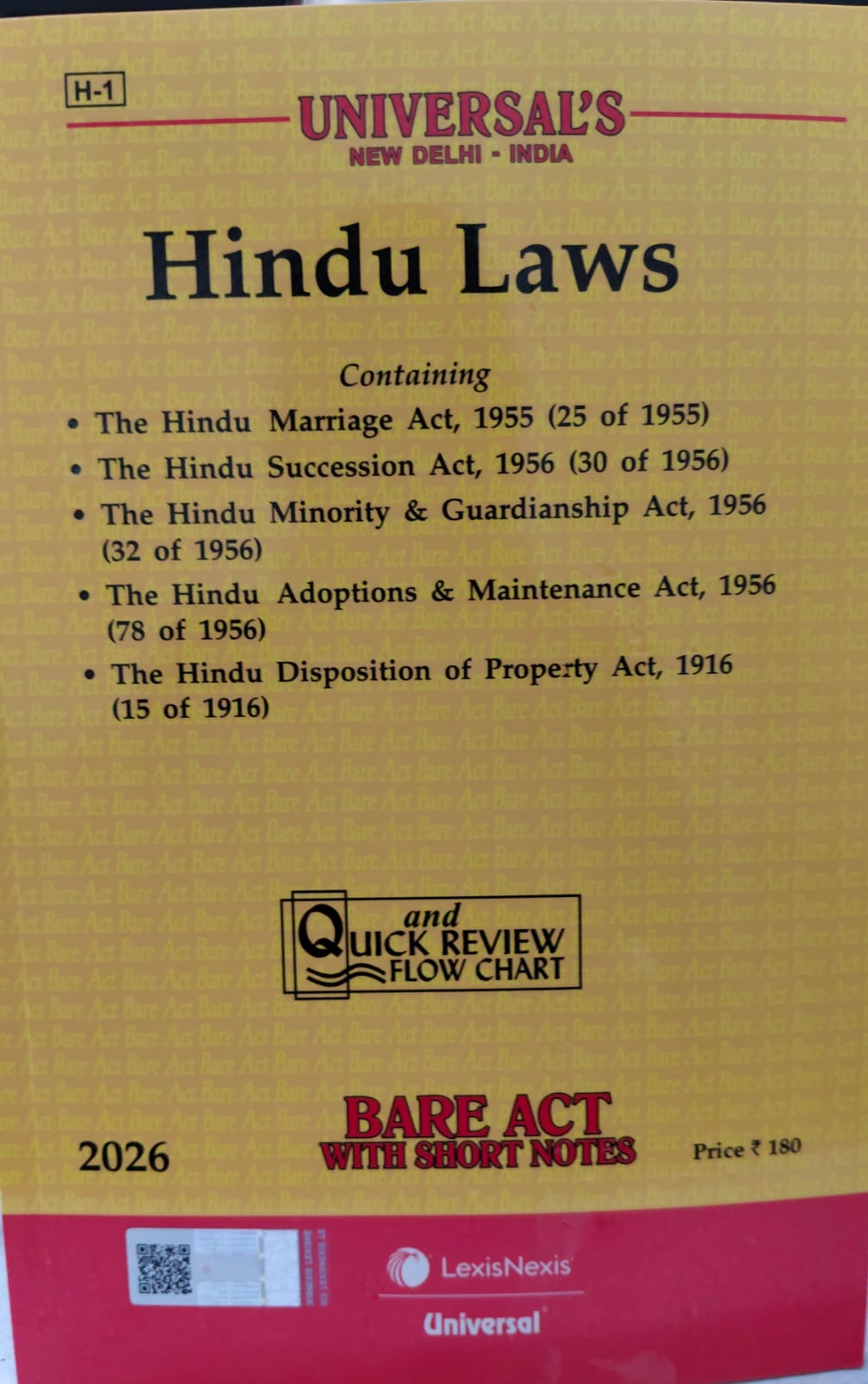 HINDU LAWS UNIVERSAL'S BARE ACT WITH SHORT NOTES 2026
